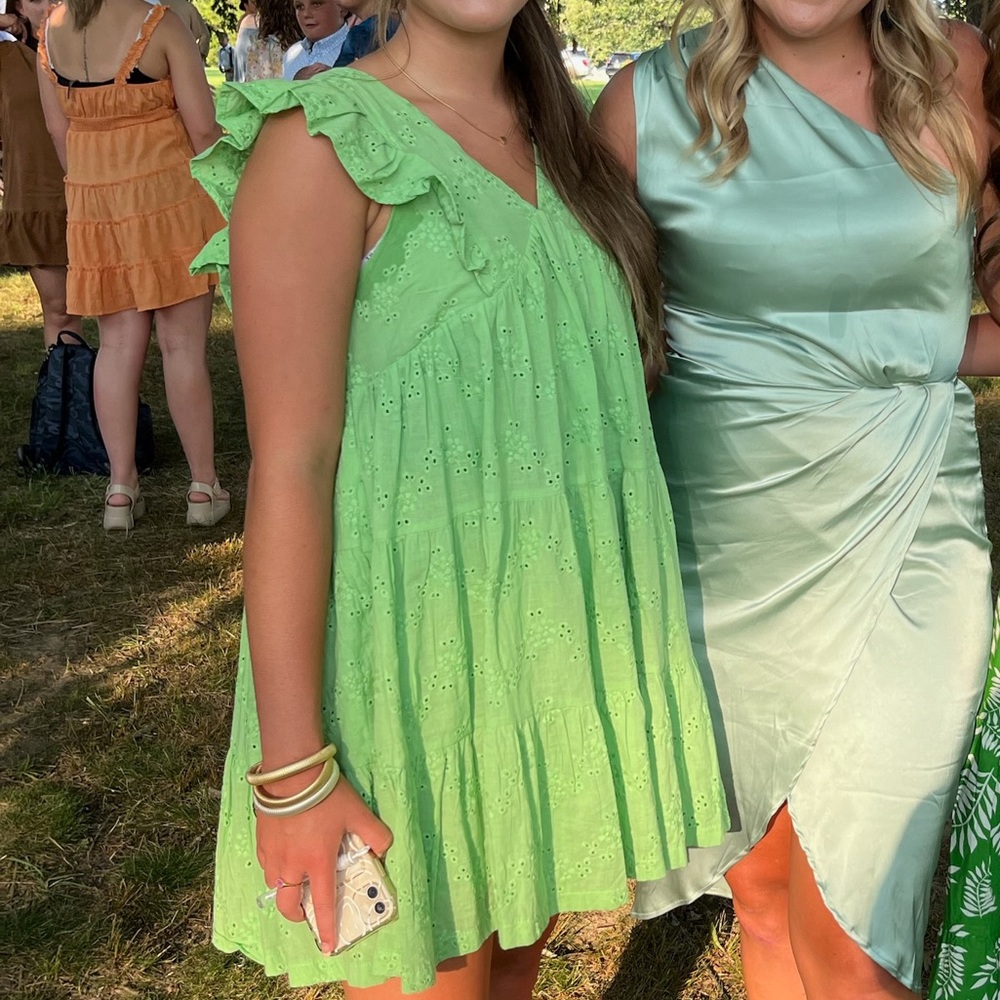 &merci Green Eyelet Dress